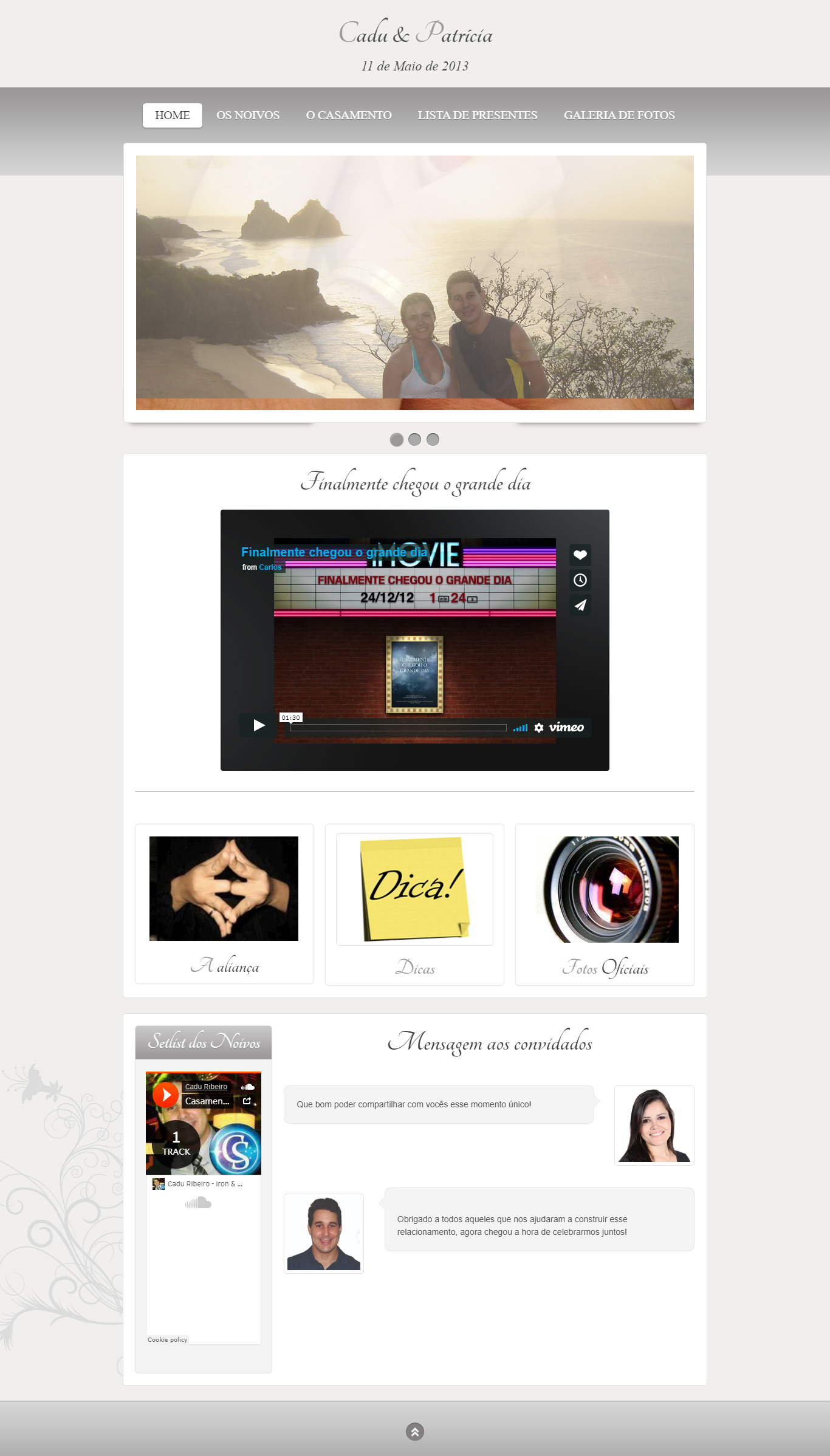 Cadu e Paty wedding website