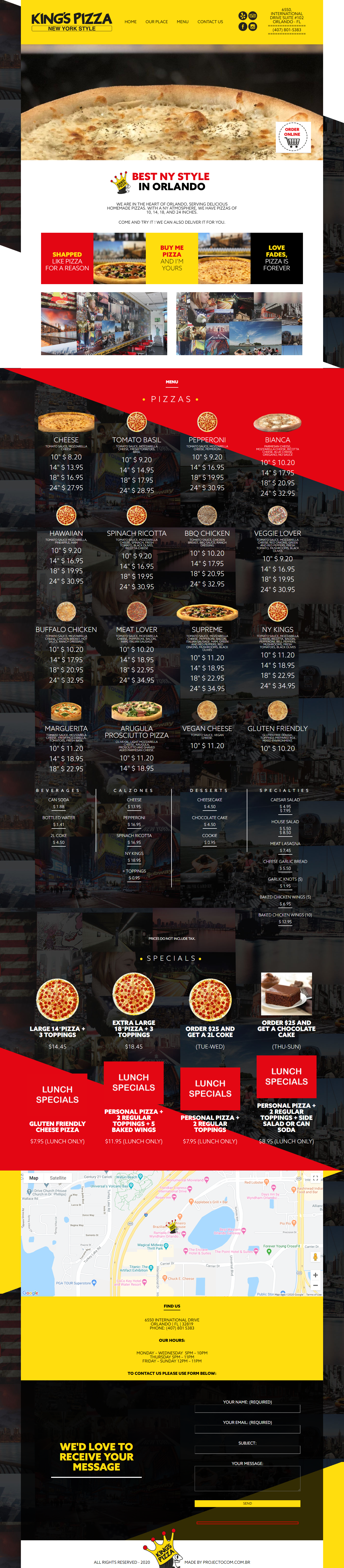 Screenshot of kings pizza orlando