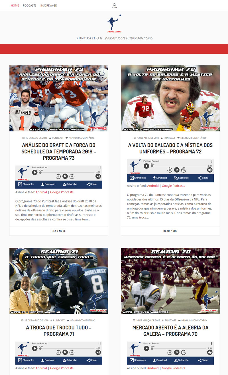 Screenshot of Puntcast Podcast